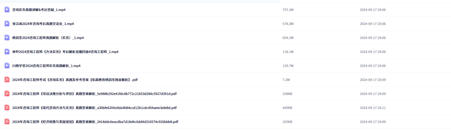 2024年咨询工程师各科目真题