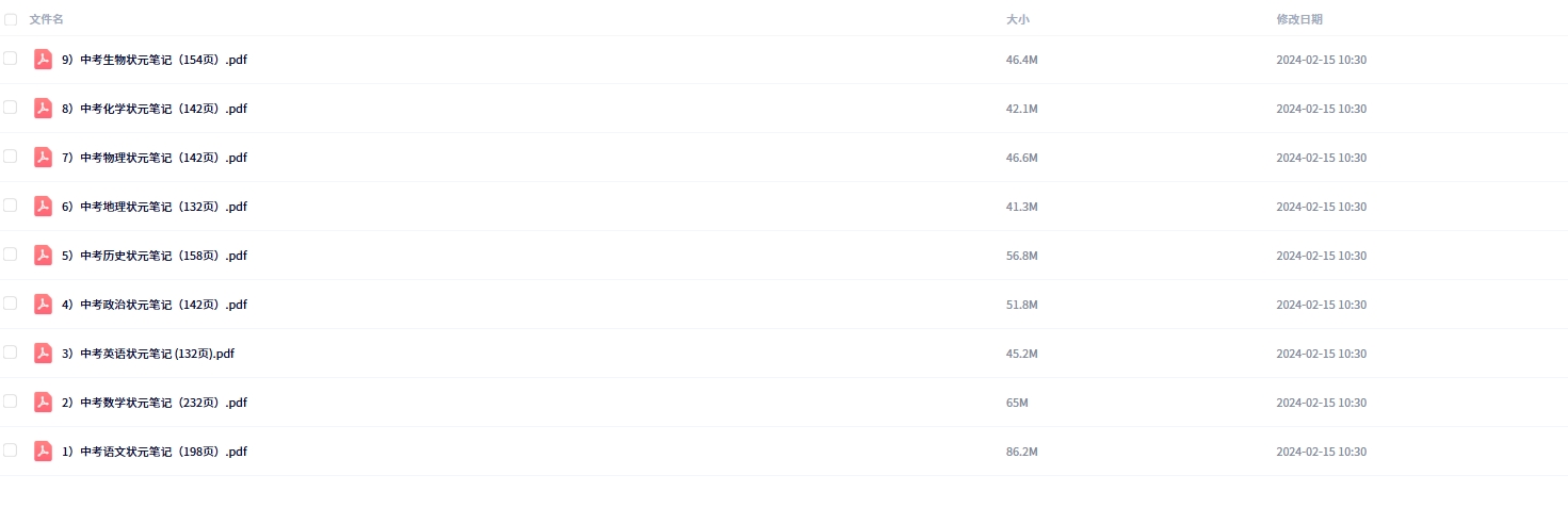 初中九科学霸笔记
