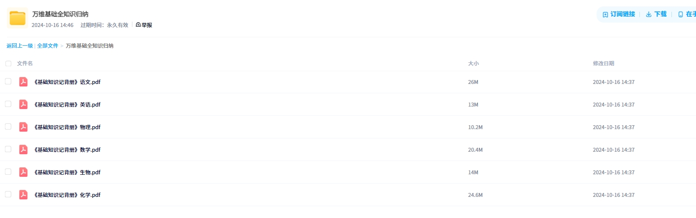 中考全科知识点2024年