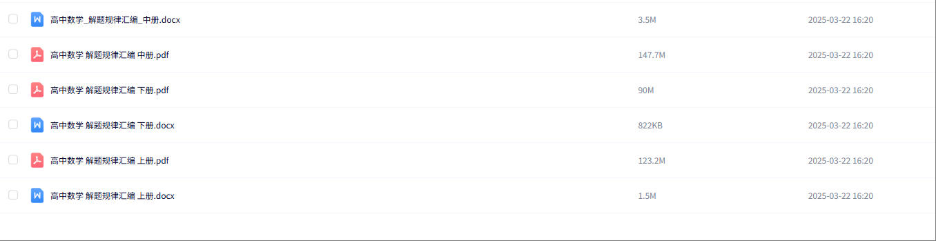 高中数学知识点总结及公式大全(PDF+Word共6册)