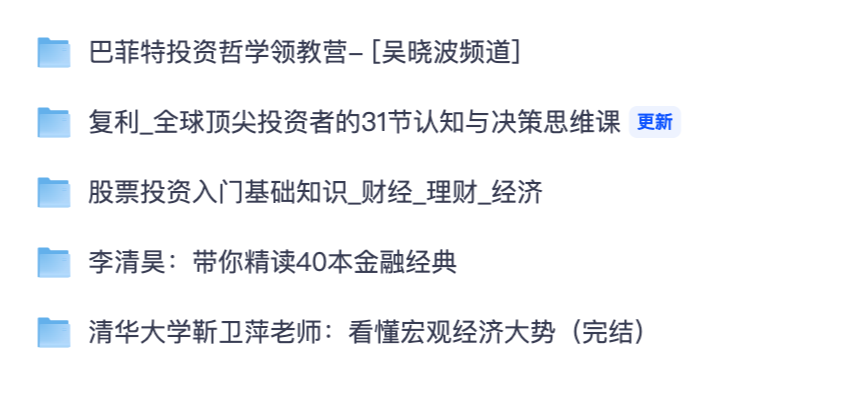 全套金融理财投资课程资源｜股票入门宏观经济网课（夸克网盘分享）