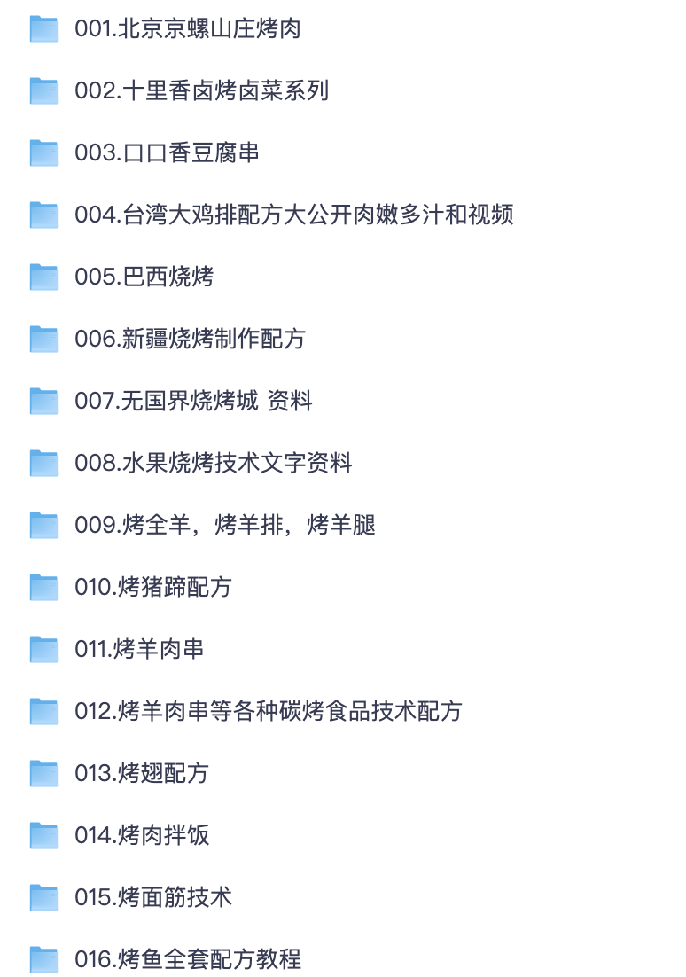 开店摆摊小吃大全 各类炭火烤串商用创业配方技术资料【夸克网盘分享】