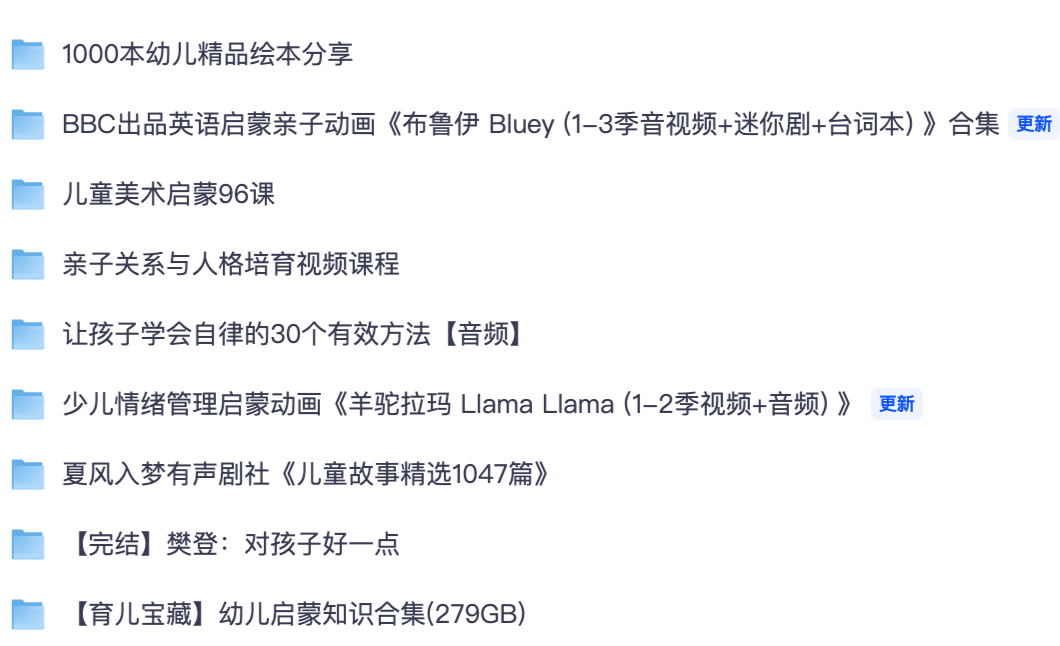 0-6 岁家庭早教全套素材|英文启蒙动画绘本情绪管理育儿课程汇总【夸克网盘】