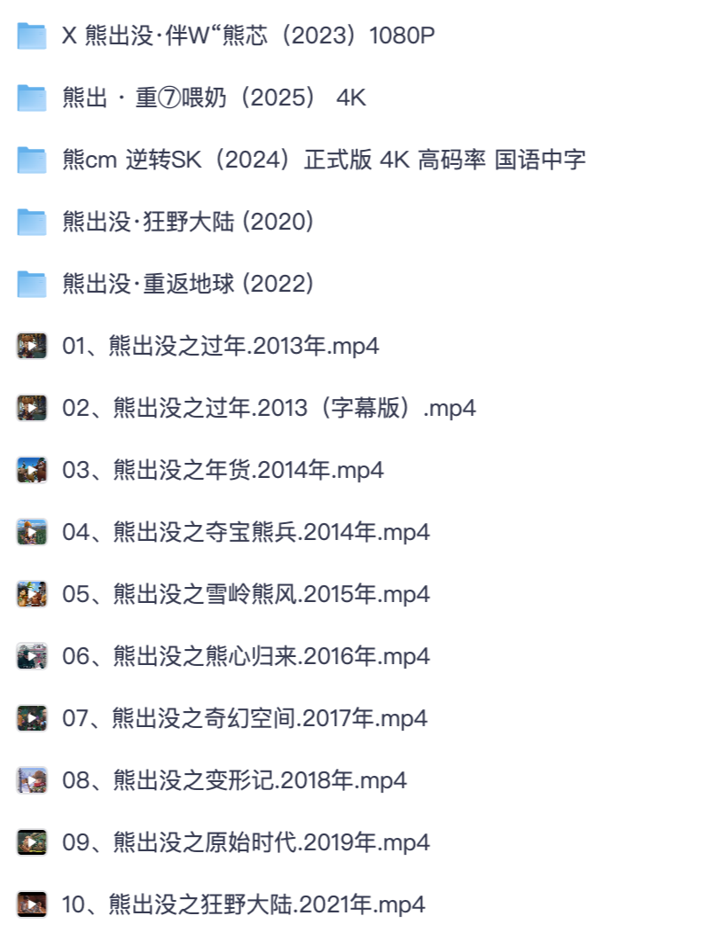 熊出没大电影 + 贺岁短片收藏汇总（2013‑2025）