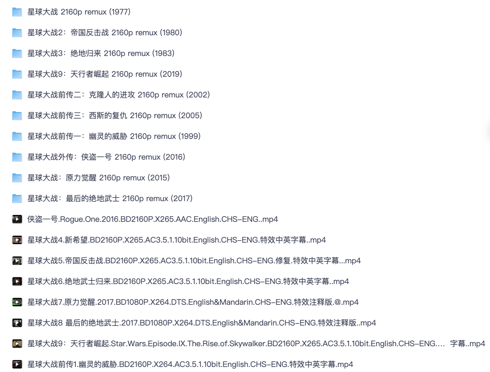 星球大战全系列 12 部 BD2160P REMUX 收藏版 简繁英双语特效字幕【夸克网盘分享】