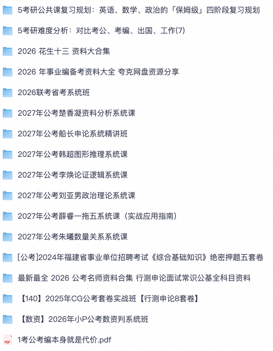 考公考研必囤！省考联考事业编名师系统课｜行测申论公基套卷/考研复习规划全套资料【夸克网盘分享】